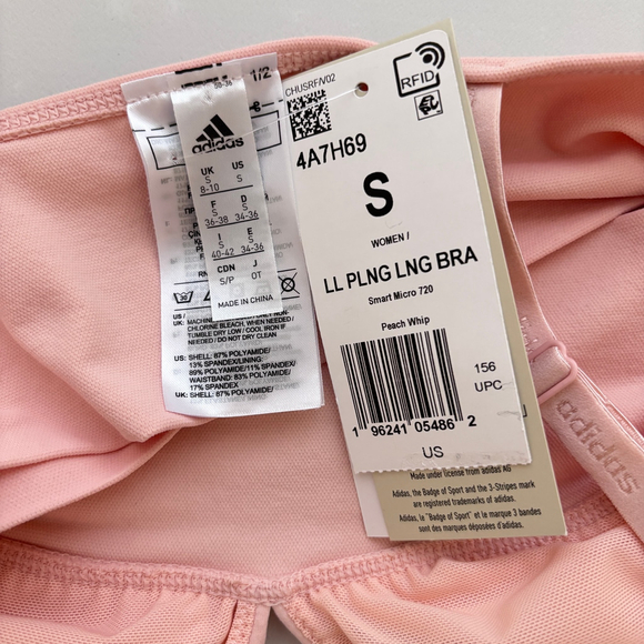 Adidas Women's Small Light Pink Longline Plunge Light Support Sports Bra NWT - Picture 9 of 9